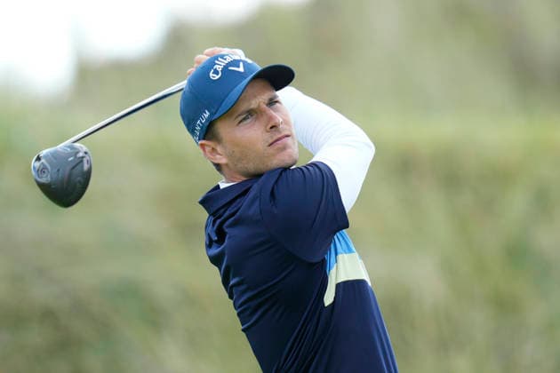 BALMEDIE, SCOTLAND - AUG 22: Matthew Jordan (ENG) plays from the 11th tee during Round 3 at the 2026 Nexo Championship at the Trump International Golf Links, Balmedie on August 22, 2026 in Aberdeenshire, Scotland The 2026 Nexo Championship