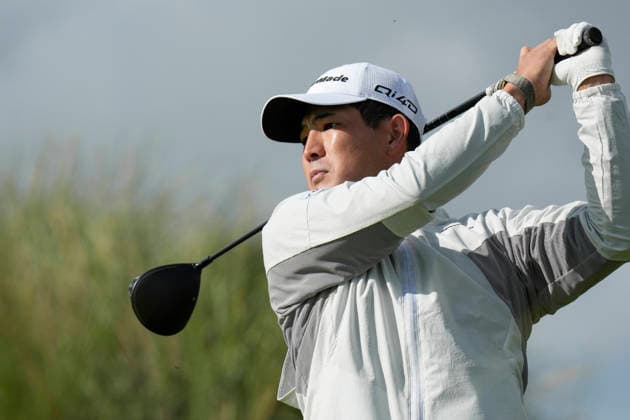 BALMEDIE, SCOTLAND - AUG 22: Keita Nakajima (JPN) plays from the eighteenth tee during Round 3 at the 2026 Nexo Championship at the Trump International Golf Links, Balmedie on August 22, 2026 in Aberdeenshire, Scotland The 2026 Nexo Championship