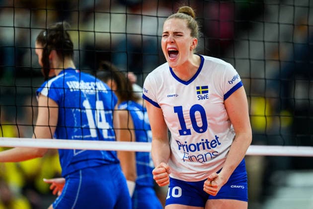260822 Isabelle Haak of Sweden celebrates during the CEV EuroVolley 2026 volleyball match between Sweden and Slovakia on August 22, 2026 in Gothenburg. Photo: Carl Sandin BILDBYRAN kod CS CS0971 volleyboll volleyball cev eurovolley 2026 volleyboll-em sverige slovakia sweden dam bbeng jubel *** August 22, 2026: Isabelle Haak of Sweden celebrates during the CEV EuroVolley 2026 volleyball match between Sweden and Slovakia on August 22, 2026 in Gothenburg. Photo by Carl Sandin. BILDBYRAN code CS CS0971 volleyball CEV EuroVolley 2026 European Volleyball Championship Sweden Slovakia women s volleyball celebration  Copyright: CARLxSANDIN BB260822CS048