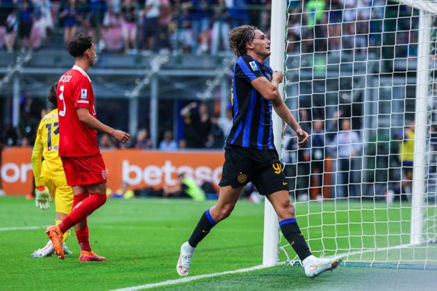 Francesco Esposito of FC Internazionale celebrates after scoring a goal during Serie A 2026 27 football match between FC Internazionale and AC Monza Italy Copyright: xBEAUTIFULxSPORTS Carabellix