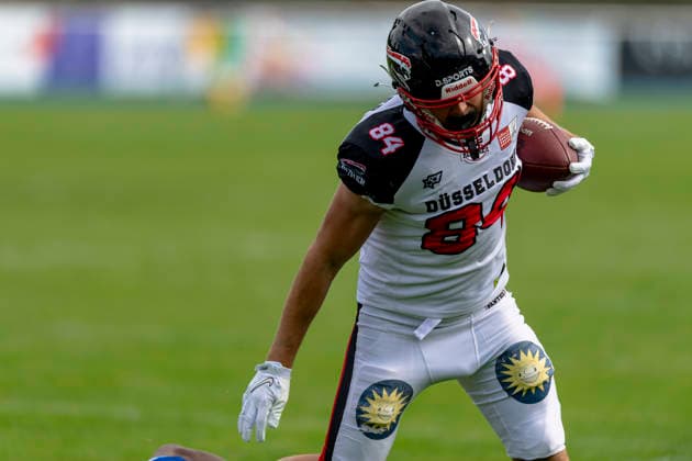Kevin Joosten (WR, Duesseldorf Panther, 84) GER, Allgaeu Comets vs Duesseldorf Panther, American Football, GFL, Saison 2026, Week 16, 22.08.2026 GER, Allgaeu Comets vs Duesseldorf Panther, American Football, GFL, Saison 2026, Week 16, 22.08.2026 Kempten *** Kevin Joosten, WR, Düsseldorf Panthers, 84 GER, Allgäu Comets vs. Düsseldorf Panthers, American Football, GFL, 2026 Season, Week 16, August 22, 2026 GER, Allgäu Comets vs. Düsseldorf Panthers, American Football, GFL, 2026 Season, Week 16, August 22, 2026 Kempten Copyright: xEibner-Pressefoto FlorianxWolfx EP_FWF