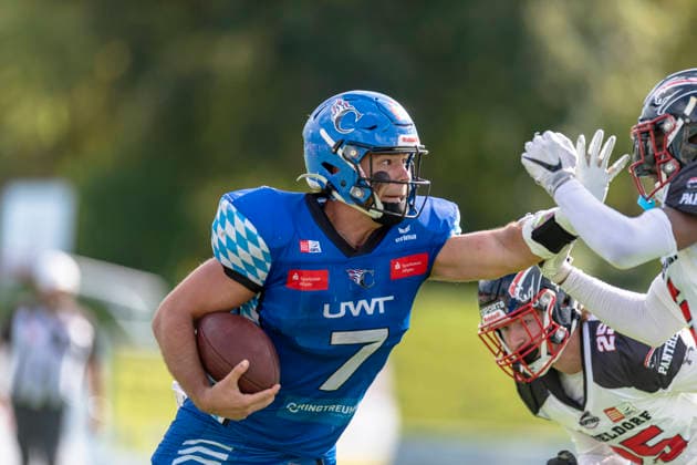 Gabriel Quigley (Allgaeu Comets, WR, 7) GER, Allgaeu Comets vs Duesseldorf Panther, American Football, GFL, Saison 2026, Week 16, 22.08.2026 GER, Allgaeu Comets vs Duesseldorf Panther, American Football, GFL, Saison 2026, Week 16, 22.08.2026 Kempten *** Gabriel Quigley, Allgäu Comets, WR, No. 7, Allgäu Comets vs. Düsseldorf Panthers, American Football, GFL, 2026 Season, Week 16, August 22, 2026 GER, Allgäu Comets vs. Düsseldorf Panthers, American Football, GFL, 2026 Season, Week 16, August 22, 2026 Kempten Copyright: xEibner-Pressefoto FlorianxWolfx EP_FWF