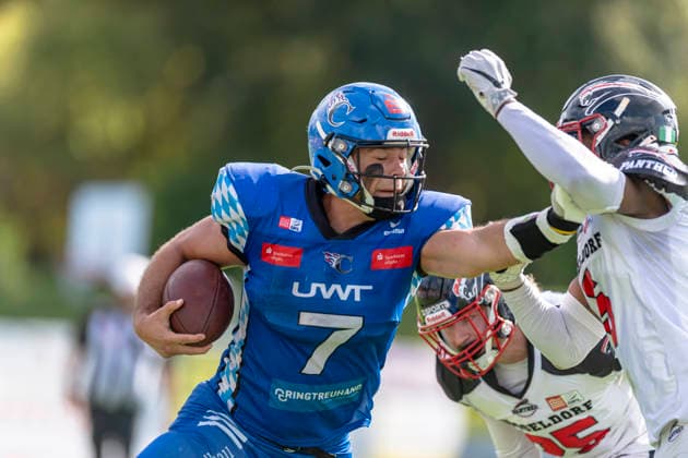 Gabriel Quigley (Allgaeu Comets, WR, 7) GER, Allgaeu Comets vs Duesseldorf Panther, American Football, GFL, Saison 2026, Week 16, 22.08.2026 GER, Allgaeu Comets vs Duesseldorf Panther, American Football, GFL, Saison 2026, Week 16, 22.08.2026 Kempten *** Gabriel Quigley, Allgäu Comets, WR, No. 7, Allgäu Comets vs. Düsseldorf Panthers, American Football, GFL, 2026 Season, Week 16, August 22, 2026 GER, Allgäu Comets vs. Düsseldorf Panthers, American Football, GFL, 2026 Season, Week 16, August 22, 2026 Kempten Copyright: xEibner-Pressefoto FlorianxWolfx EP_FWF