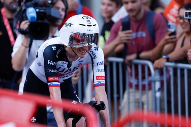 Slovene rider Tadej Pogacar (UAE Emirates) reacts after winning Tour of Spain s first stage, a 9.4 kilometers time trial in Monaco, 22 August 2026. First stage. Time trial in Monaco (9.4 km) !ACHTUNG: NUR REDAKTIONELLE NUTZUNG!  Copyright: xJavierxLizónx GRAF3312 20260822-55021204023_1
