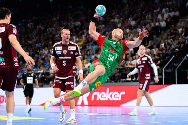 Muenchen: HBL Super Cup 2026 - SC Magdeburg - Fuechse Berlin Oscar Bergendahl (SC Magdeburg) Muenchen SAP Garden Bayern Deutschland *** Munich HBL Super Cup 2026 SC Magdeburg Fuechse Berlin Oscar Bergendahl SC Magdeburg Munich SAP Garden Bavaria Germany