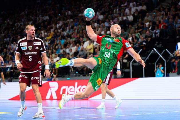 Muenchen: HBL Super Cup 2026 - SC Magdeburg - Fuechse Berlin Oscar Bergendahl (SC Magdeburg) Muenchen SAP Garden Bayern Deutschland *** Munich HBL Super Cup 2026 SC Magdeburg Fuechse Berlin Oscar Bergendahl SC Magdeburg Munich SAP Garden Bavaria Germany