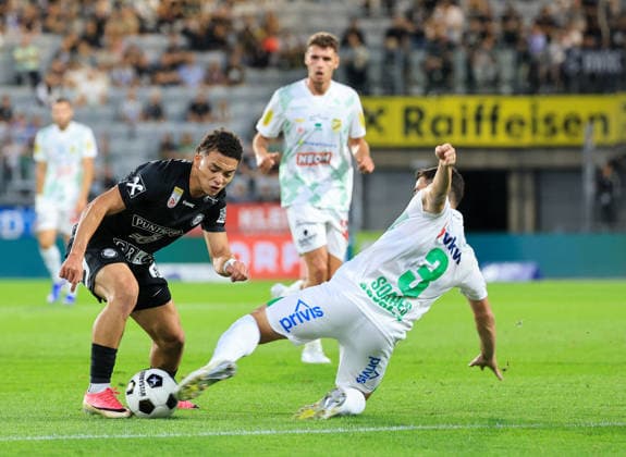 SOCCER - BL, Sturm vs A.Lustenau GRAZ,AUSTRIA,22.AUG.26 - SOCCER - ADMIRAL Bundesliga, SK Sturm Graz vs SC Austria Lustenau. Image shows Luca Weinhandl (Sturm) and Danilo Soares (A.Lustenau).  GEPAxpictures xWolfgangxGrebien