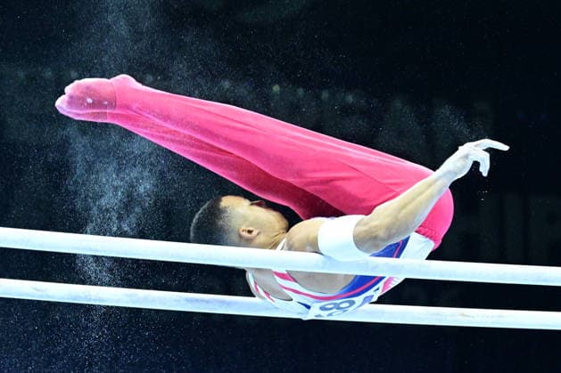 Zagreb, Croatia, 220826. 37th European Men s Artistic Gymnastics Championships, Individual Apparatus Finals at Arena Zagreb. In the photo: Parallel Bars, Joe Fraser, Great Britain. Photo: Ivana Grgic CROPIX Copyright: xxIvanaxGrgicx xCROPIXx disciplina_ruce10-220826