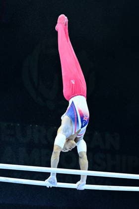 Zagreb, Croatia, 220826. 37th European Men s Artistic Gymnastics Championships, Individual Apparatus Finals at Arena Zagreb. In the photo: Parallel Bars, Joe Fraser, Great Britain. Photo: Ivana Grgic CROPIX Copyright: xxIvanaxGrgicx xCROPIXx disciplina_ruce12-220826