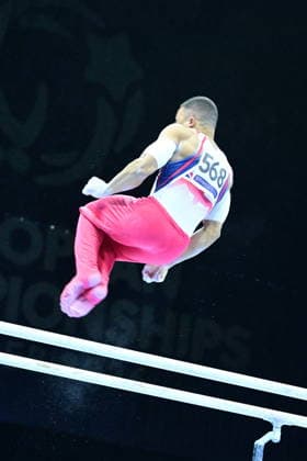 Zagreb, Croatia, 220826. 37th European Men s Artistic Gymnastics Championships, Individual Apparatus Finals at Arena Zagreb. In the photo: Parallel Bars, Joe Fraser, Great Britain. Photo: Ivana Grgic CROPIX Copyright: xxIvanaxGrgicx xCROPIXx disciplina_ruce13-220826