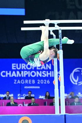 Zagreb, Croatia, 220826. 37th European Men s Artistic Gymnastics Championships, Individual Apparatus Finals at Arena Zagreb. In the photo: Parallel Bars, Krisztofer Meszaros, Hungary. Photo: Ivana Grgic CROPIX Copyright: xxIvanaxGrgicx xCROPIXx disciplina_ruce16-220826