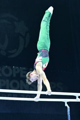 Zagreb, Croatia, 220826. 37th European Men s Artistic Gymnastics Championships, Individual Apparatus Finals at Arena Zagreb. In the photo: Parallel Bars, Krisztofer Meszaros, Hungary. Photo: Ivana Grgic CROPIX Copyright: xxIvanaxGrgicx xCROPIXx disciplina_ruce17-220826
