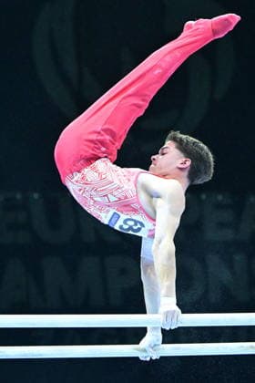 Zagreb, Croatia, 220826. 37th European Men s Artistic Gymnastics Championships, Individual Apparatus Finals at Arena Zagreb. In the photo: Parallel Bars, Atlan Dogan, Turkey. Photo: Ivana Grgic CROPIX Copyright: xxIvanaxGrgicx xCROPIXx disciplina_ruce23-220826