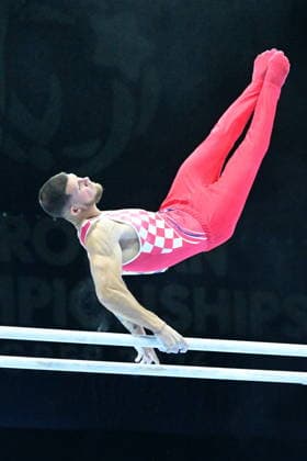 Zagreb, Croatia, 220826. 37th European Men s Artistic Gymnastics Championships, Individual Apparatus Finals at Arena Zagreb. In the photo: Parallel Bars, Illia Kovtun, Croatia. Photo: Ivana Grgic CROPIX Copyright: xxIvanaxGrgicx xCROPIXx disciplina_ruce26-220826