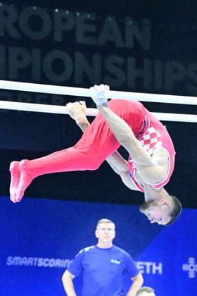 Zagreb, Croatia, 220826. 37th European Men s Artistic Gymnastics Championships, Individual Apparatus Finals at Arena Zagreb. In the photo: Parallel Bars, Illia Kovtun, Croatia. Photo: Ivana Grgic CROPIX Copyright: xxIvanaxGrgicx xCROPIXx disciplina_ruce28-220826