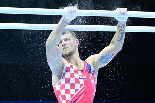 Zagreb, Croatia, 220826. 37th European Men s Artistic Gymnastics Championships, Individual Apparatus Finals at Arena Zagreb. In the photo: Parallel Bars, Illia Kovtun, Croatia. Photo: Ivana Grgic CROPIX Copyright: xxIvanaxGrgicx xCROPIXx disciplina_ruce30-220826