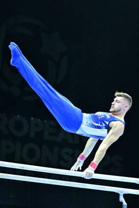 Zagreb, Croatia, 220826. 37th European Men s Artistic Gymnastics Championships, Individual Apparatus Finals at Arena Zagreb. In the photo: Parallel Bars, Ron Pyatov, Israel. Photo: Ivana Grgic CROPIX Copyright: xxIvanaxGrgicx xCROPIXx disciplina_ruce35-220826