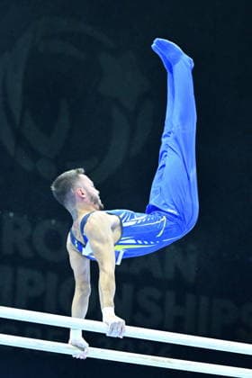 Zagreb, Croatia, 220826. 37th European Men s Artistic Gymnastics Championships, Individual Apparatus Finals at Arena Zagreb. In the photo: Parallel Bars, Nazar Chepurnyi, Ukraine. Photo: Ivana Grgic CROPIX Copyright: xxIvanaxGrgicx xCROPIXx disciplina_ruce6-220826