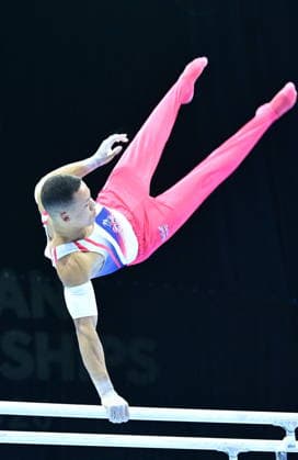 Zagreb, Croatia, 220826. 37th European Men s Artistic Gymnastics Championships, Individual Apparatus Finals at Arena Zagreb. In the photo: Parallel Bars, Joe Fraser, Great Britain. Photo: Ivana Grgic CROPIX Copyright: xxIvanaxGrgicx xCROPIXx disciplina_ruce1-220826