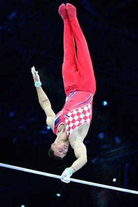 Zagreb, Croatia, 220826. 37th European Men s Artistic Gymnastics Championships, Individual Apparatus Finals at Arena Zagreb. In the photo: Horizontal Bar, Illia Kovtun, Croatia. Photo: Ivana Grgic CROPIX Copyright: xxIvanaxGrgicx xCROPIXx disciplina_preca10-220826