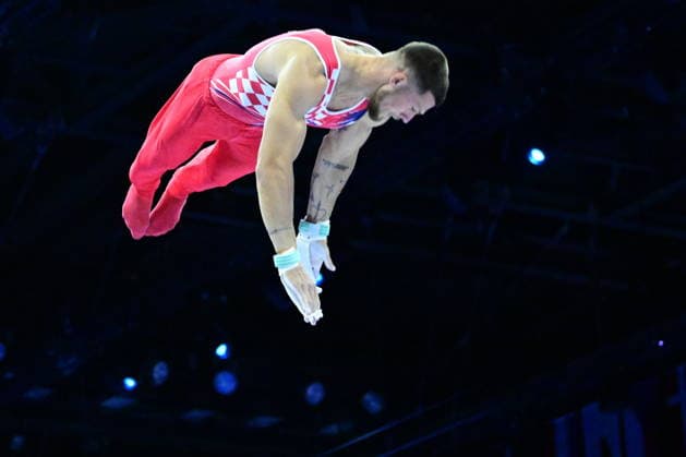 Zagreb, Croatia, 220826. 37th European Men s Artistic Gymnastics Championships, Individual Apparatus Finals at Arena Zagreb. In the photo: Horizontal Bar, Illia Kovtun, Croatia. Photo: Ivana Grgic CROPIX Copyright: xxIvanaxGrgicx xCROPIXx disciplina_preca13-220826