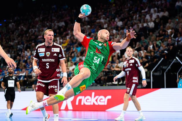 Muenchen: HBL Super Cup 2026 - SC Magdeburg - Fuechse Berlin Oscar Bergendahl (SC Magdeburg) Muenchen SAP Garden Bayern Deutschland *** Munich HBL Super Cup 2026 SC Magdeburg, Fuechse Berlin, Oscar Bergendahl, SC Magdeburg, Munich, SAP Garden, Bavaria, Germany
