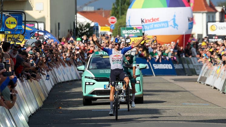 Radsport - LIDL DEUTSCHLAND TOUR 2026 - 22.08.26, 3. Etappe - HERXHEIM - BAD DÜRKHEIM, Tagessieger Giulio Pellizzari (ITA Red Bull - BORA - hansgrohe), - *** Cycling: LIDL GERMANY TOUR 2026, August 22, Stage 3: HERXHEIM–BAD DÜRKHEIM; Stage Winner: Giulio Pellizzari (ITA, Red Bull BORA hansgrohe),