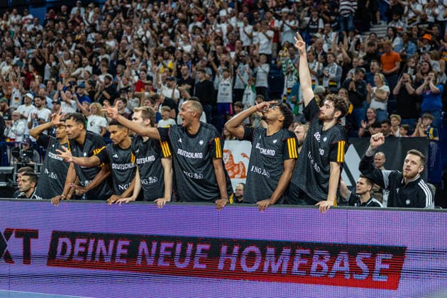 Basketball Hamburg 22.08.2026 Turkish Airlines Supercup 2026 Finale Deutschland (GER) - Kroatien (CRO) Jubel Deutschland *** Basketball Hamburg, August 22, 2026 Turkish Airlines Supercup 2026 Final: Germany (GER) vs. Croatia (CRO) Germany Celebrates