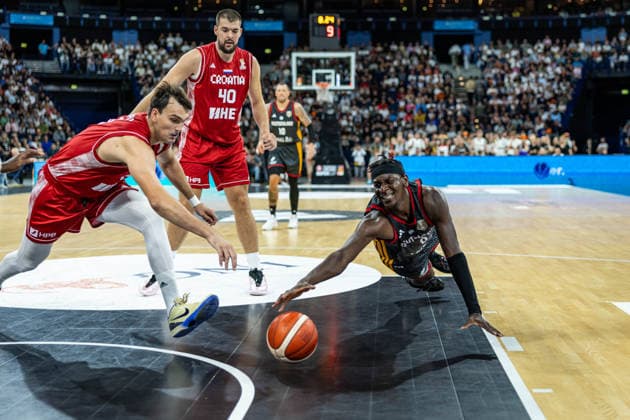 Basketball Hamburg 22.08.2026 Turkish Airlines Supercup 2026 Finale Deutschland (GER) - Kroatien (CRO) Isaac Bonga (Deutschland, No.00) *** Basketball Hamburg, August 22, 2026 Turkish Airlines Supercup 2026 Final: Germany (GER) vs. Croatia (CRO) Isaac Bonga, Germany, No. 00
