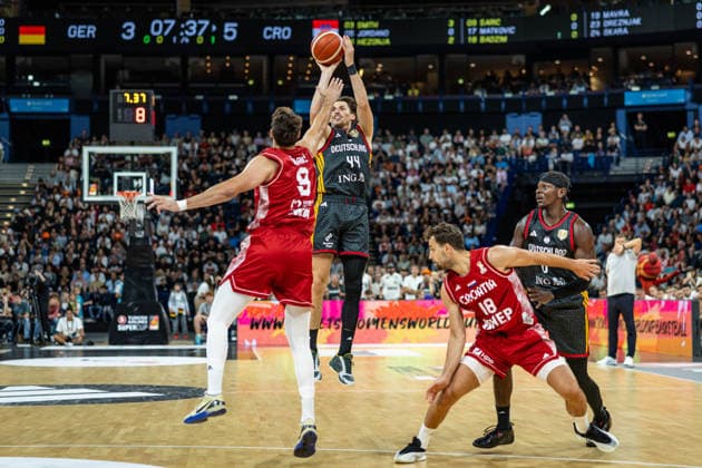 Basketball Hamburg 22.08.2026 Turkish Airlines Supercup 2026 Finale Deutschland (GER) - Kroatien (CRO) David Krämer (Deutschland, No.44) Kraemer Kramer *** Basketball Hamburg, August 22, 2026 Turkish Airlines Supercup 2026 Final Germany (GER) vs. Croatia (CRO) David Krämer, Germany, No. 44 Kraemer Kramer