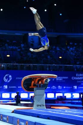 Zagreb, Croatia, 220826. 37th European Men s Artistic Gymnastics Championships, Individual Apparatus Finals at Arena Zagreb. Vault, Nazar Chepurnyi, Ukraine. Photo: Ivana Grgic CROPIX Zagreb Croatia Copyright: xxIvanaxGrgicx disciplina_preskok2-220826