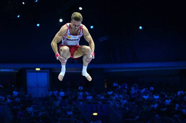 Zagreb, Croatia, 220826. 37th European Men s Artistic Gymnastics Championships, Individual Apparatus Finals at Arena Zagreb. Vault, Arsenii Dukhno, Norway. Photo: Ivana Grgic CROPIX Zagreb Croatia Copyright: xxIvanaxGrgicx disciplina_preskok28-220826
