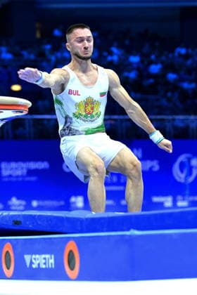 Zagreb, Croatia, 220826. 37th European Men s Artistic Gymnastics Championships, Individual Apparatus Finals at Arena Zagreb. Vault, Daniel Trifonov, Bulgaria. Photo: Ivana Grgic CROPIX Zagreb Croatia Copyright: xxIvanaxGrgicx disciplina_preskok5-220826