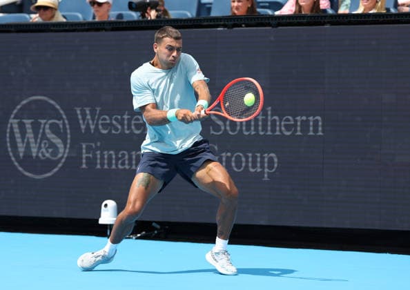 August 22, 2026, Mason, Ohio, USA: FLAVIO COBOLLI of Italy during the match against A. Fils of France in the semifinals of tennis tournament WTA, Tennis Damen 1000 Cincinnati Open in Mason, USA. Cobolli lost 3:6, 4:6. Tennis: Cincinnati Open - Flavio Cobolli 3:6, 4:6 Arthur Fils  - ZUMAc278 20260822_zsp_c278_046 Copyright: xMarcinxCholewinskix