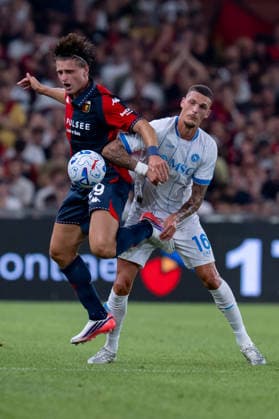 Genoa CFC v SSC Napoli - Serie A Enilive Lorenzo Colombo of Genoa CFC and Rafa Marin of SSC Napoli compete for the ball during the Serie A Enilive match between Genoa CFC and SSC Napoli at Luigi Ferraris Stadium on August 22, 2026 in Genoa, Italy Genoa Luigi Ferraris Stadium Liguria Italy Copyright: xGiuseppexMaffiax 260822SerieA_Genoa-Napoli_GM_06514