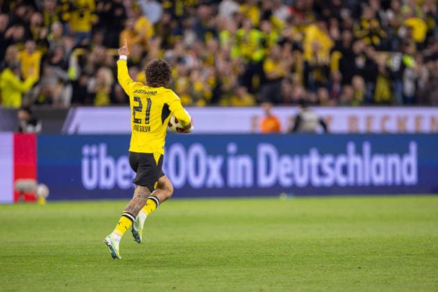 22.08.2026, Fussball, Franz Beckenbauer Supercup 2026, Borussia Dortmund - FC Bayern München. Fabio Silva (Borussia Dortmund) bejubelt das Tor zum 1:2. Dortmund Signal Iduna Park NRW Deutschland xRHR-FOTO DEx *** August 22, 2026, Soccer, 2026 Franz Beckenbauer Super Cup, Borussia Dortmund vs. FC Bayern Munich, Fabio Silva, Borussia Dortmund celebrates the goal that made the score 1–2, Dortmund, Signal Iduna Park, North Rhine-Westphalia, Germany, xRHR PHOTO DEx Copyright: DennisxEwert RHR-FOTOx RHR-FOTO DE