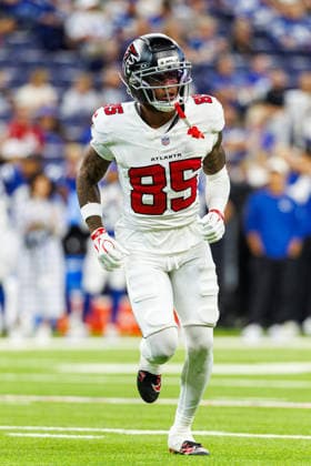 Aug 22, 2026; Indianapolis, Indiana, USA; Atlanta Falcons wide receiver Keelan Marion (85) during NFL, American Football Herren, USA game action against the Indianapolis Colts at Lucas Oil Stadium. Mandatory Credit: -Cal Media Indianapolis USA - ZUMAc04_ 20260822_zma_c04_015 Copyright: xJohnxMersitsx