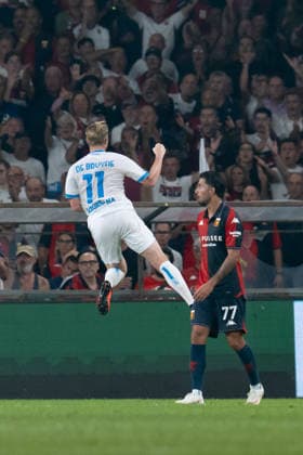 Genoa CFC v SSC Napoli - Serie A Enilive Kevin De Bruyne of SSC Napoli celebrates after scoring first goal during the Serie A Enilive match between Genoa CFC and SSC Napoli at Luigi Ferraris Stadium on August 22, 2026 in Genoa, Italy Genoa Luigi Ferraris Stadium Liguria Italy Copyright: xGiuseppexMaffiax 260822SerieA_Genoa-Napoli_GM_00918