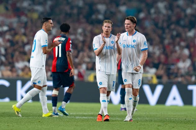Genoa CFC v SSC Napoli - Serie A Enilive Kevin De Bruyne of SSC Napoli celebrates after scoring first goal during the Serie A Enilive match between Genoa CFC and SSC Napoli at Luigi Ferraris Stadium on August 22, 2026 in Genoa, Italy Genoa Luigi Ferraris Stadium Liguria Italy Copyright: xGiuseppexMaffiax 260822SerieA_Genoa-Napoli_GM_01211