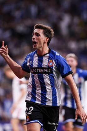 August 22, 2026, Cornella, Barcelona, SPAIN: Alex Calatrava of RCD Espanyol celebrates a goal during the Spanish league, LaLiga EA Sports, football match played between RCD Espanyol and Real Madrid CF at RCDE Stadium on August 22, 2026 in Cornella, Spain. Cornella SPAIN - ZUMAa181 20260822_zaa_a181_245 Copyright: xJavierxBorregox