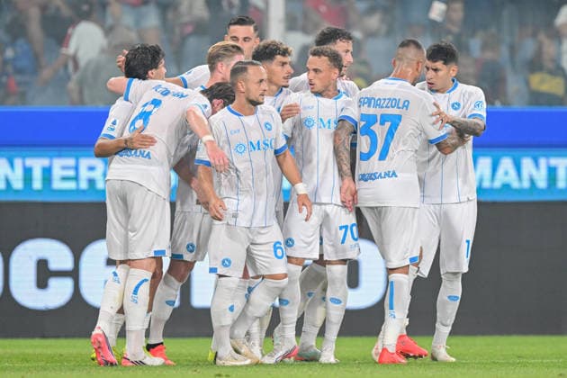 Napoli™s Kevin De Bruyne celebrates after scoring a goal for his team during the Serie A soccer match between Genoa and Napoli at the Luigi Ferraris Stadium in Genoa, Italy - Saturday, August 22, 2026. - Soccer .  Copyright: xTanoxPecoraro LaPressex
