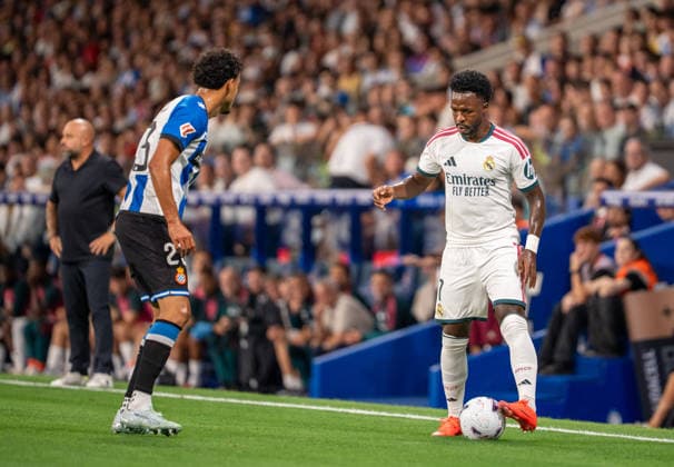 ESP: LaLiga EA Sports RCD Espanyol de Barcelona v Real Madrid Vinicius Junior of Real Madrid during LaLiga EA Sports match between RCDE Espanyol de Barcelona v Real Madrid played at RCDE Stadium, Cornella de Llobregat, Barcelona on August 22 2026 in Spain Spain Soccer *** ESP LaLiga EA Sports RCD Espanyol de Barcelona vs. Real Madrid Vinicius Junior of Real Madrid during the LaLiga EA Sports match between RCDE Espanyol de Barcelona and Real Madrid played at RCDE Stadium, Cornella de Llobregat, Barcelona on August 22, 2026, in Spain. Spanish Soccer Copyright: xAgenciaxLOFx
