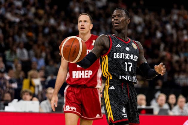 HAMBURG, GERMANY - AUGUST 22: Dennis Schroeder (Schröder, Schroder, Germany, 17) controls the ball during the Turkish Airlines Basketball Supercup final match between Germany vs. Croatia at Barclays Arena on August 22, 2026 in Hamburg, Germany. Hamburg Germany Copyright: xSteffiexWunderlx
