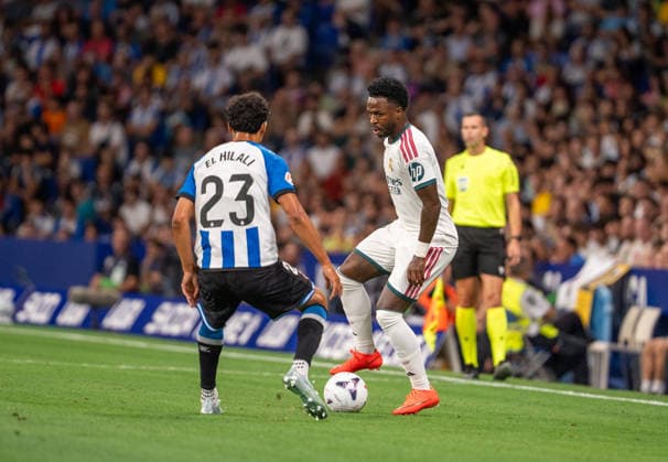 ESP: LaLiga EA Sports RCD Espanyol de Barcelona v Real Madrid Vinicius Junior of Real Madrid during LaLiga EA Sports match between RCDE Espanyol de Barcelona v Real Madrid played at RCDE Stadium, Cornella de Llobregat, Barcelona on August 22 2026 in Spain Spain Soccer *** ESP LaLiga EA Sports RCD Espanyol de Barcelona vs. Real Madrid Vinicius Junior of Real Madrid during the LaLiga EA Sports match between RCDE Espanyol de Barcelona and Real Madrid, played at RCDE Stadium in Cornellà de Llobregat, Barcelona, on August 22, 2026, in Spain. Spanish Soccer Copyright: xAgenciaxLOFx