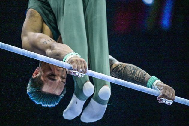 Zagreb, Croatia, 220826. 37th European Men s Artistic Gymnastics Championships, Individual Apparatus Finals at Arena Zagreb. Horizontal Bar, Marios Georgiou, Cipar. Photo: Ivana Grgic CROPIX Zagreb Croatia Copyright: xxIvanaxGrgicx disciplina_preca32-220826