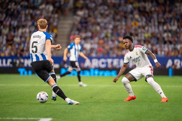 ESP: LaLiga EA Sports RCD Espanyol de Barcelona v Real Madrid Vinicius Junior of Real Madrid during LaLiga EA Sports match between RCDE Espanyol de Barcelona v Real Madrid played at RCDE Stadium, Cornella de Llobregat, Barcelona on August 22 2026 in Spain Spain Soccer *** ESP LaLiga EA Sports RCD Espanyol de Barcelona vs. Real Madrid Vinicius Junior of Real Madrid during the LaLiga EA Sports match between RCDE Espanyol de Barcelona and Real Madrid played at RCDE Stadium, Cornellà de Llobregat, Barcelona on August 22, 2026, in Spain. Spanish Soccer Copyright: xAgenciaxLOFx