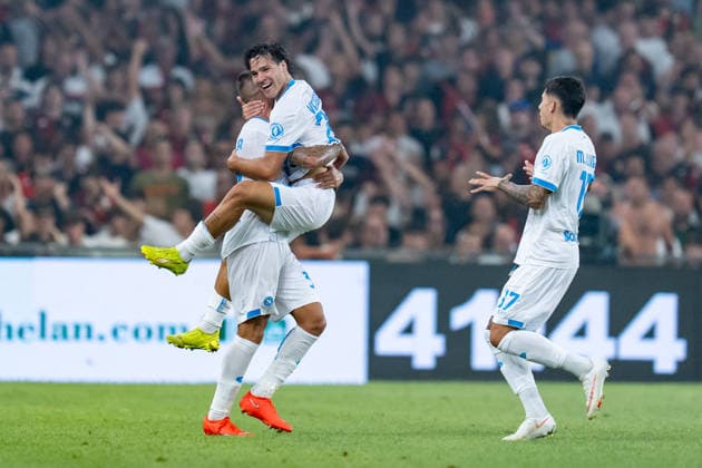 Genoa CFC v SSC Napoli - Serie A Enilive Alisson Santos of SSC Napoli celebrates after scoring second goal during the Serie A Enilive match between Genoa CFC and SSC Napoli at Luigi Ferraris Stadium on August 22, 2026 in Genoa, Italy Genoa Luigi Ferraris Stadium Liguria Italy Copyright: xGiuseppexMaffiax 260822SerieA_Genoa-Napoli_GM_01654