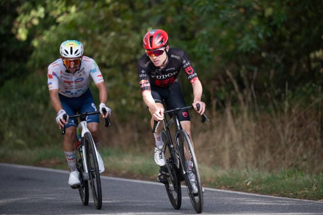 Lidl Deutschland Tour, Etappe 3, 22.08.2026 Marc Hirschi (SUI, Tudor Pro Cycling Team) Bad Dürkheim Germany *** Lidl Germany Tour, Stage 3, August 22, 2026 Marc Hirschi (SUI), Tudor Pro Cycling Team, Bad Dürkheim, Germany Copyright: xCarlaxHilgerx
