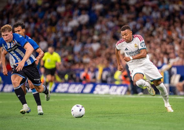 ESP: LaLiga EA Sports RCD Espanyol de Barcelona v Real Madrid Kylian Mbappe of Real Madrid during LaLiga EA Sports match between RCDE Espanyol de Barcelona v Real Madrid played at RCDE Stadium, Cornella de Llobregat, Barcelona on August 22 2026 in Spain Spain Soccer *** ESP LaLiga EA Sports RCD Espanyol de Barcelona vs. Real Madrid Kylian Mbappé of Real Madrid during the LaLiga EA Sports match between RCDE Espanyol de Barcelona and Real Madrid, played at RCDE Stadium in Cornellà de Llobregat, Barcelona, on August 22, 2026, in Spain. Spanish Soccer Copyright: xAgenciaxLOFx