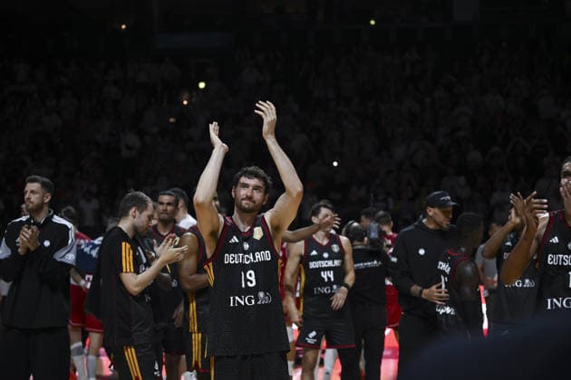 Germany v Croatia - Turkish Airlines Supercup 2026 HAMBURG, GERMANY - AUGUST 22: Players of Germany celebrate victory after defeating Croatia during the Turkish Airlines Basketball Supercup 2026 match between Germany and Croatia at Barclays Arena in Hamburg, Germany, on August 22, 2026. Halil Sagirkaya Anadolu Hamburg Germany. Editorial use only. Please get in touch for any other usage.  Copyright: x2026xAnadoluxHalilxSagirkayax